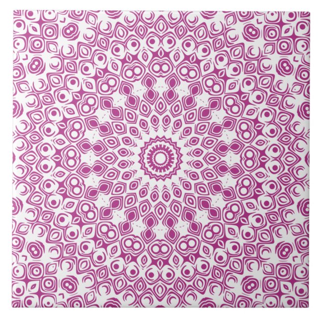 Carreau Motif géométrique mandala magenta (Devant)