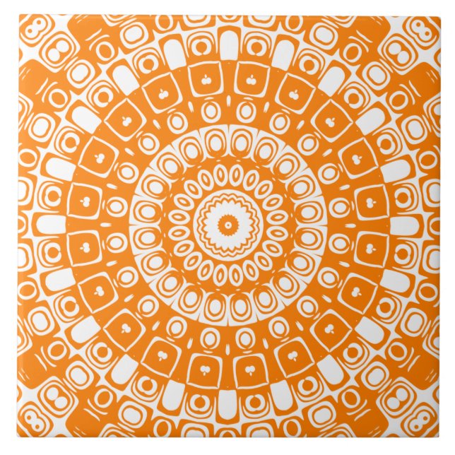 Carreau Motif géométrique Mandala orange (Devant)