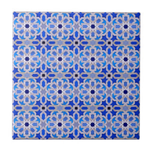 Carreau Motif géométrique marocain bleu