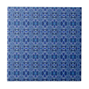 Carreau Motif géométrique marocain en mosaïque bleue