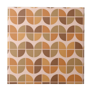 Carreau Motif géométrique milieu de siècle orange marron