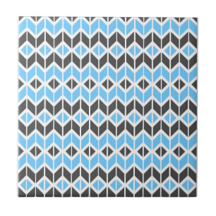 Carreau Motif géométrique moderne Blue Grey Herringbone