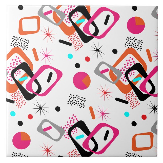 Carreau Motif géométrique moderne du milieu du siècle (Devant)