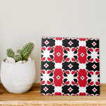 Carreau Motif géométrique moderne rouge noir et blanc<br><div class="desc">Ce carrelage en céramique dégage un sentiment d'élégance intemporelle avec son motif géométrique complexe. Le design est symétrique et se reflète horizontalement et verticalement, créant un effet visuel harmonieux. Les couleurs primaires utilisées dans la conception sont le rouge, le noir et le blanc, qui sont arrangés méticuleusement pour créer de...</div>