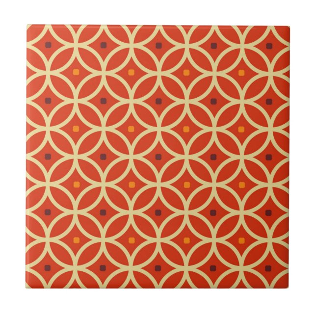 Carreau Motif géométrique moderne rouge orange du milieu d (Devant)