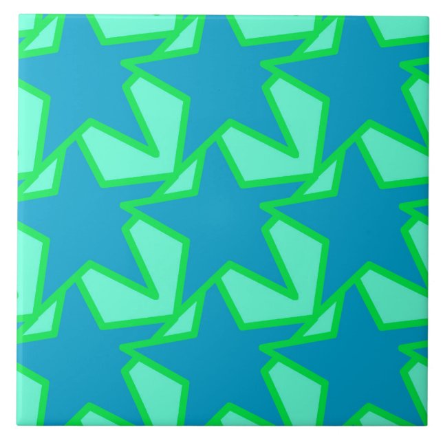Carreau Motif géométrique moderne Star, Jade Green et Blue (Devant)