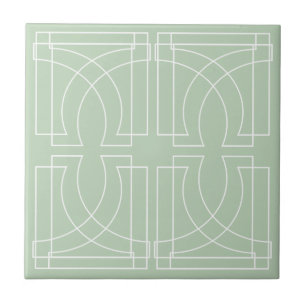 Carreau Motif Géométrique Moderne Vert Sauge