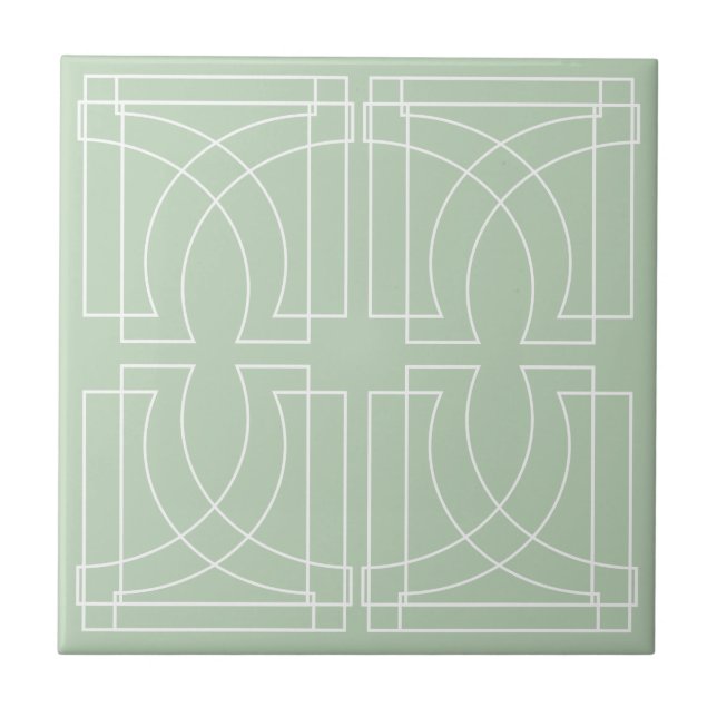 Carreau Motif Géométrique Moderne Vert Sauge (Devant)