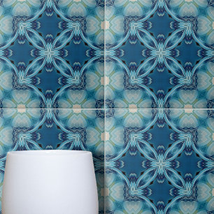 Carreau Motif géométrique Mosaïque bleu doux et Indigo
