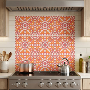 Carreau Motif géométrique mosaïque ethnique orange et rose