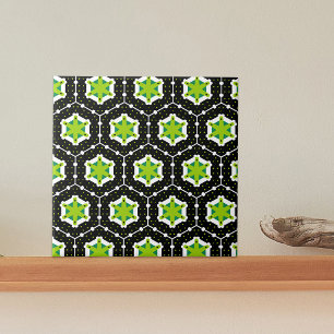 Carreau Motif géométrique noir blanc et vert citron