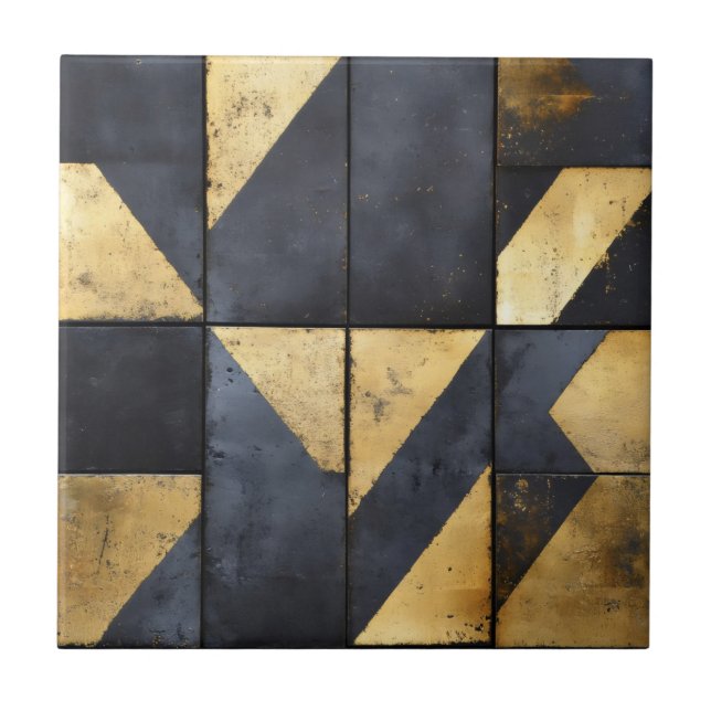 Carreau Motif géométrique noir et or (Devant)