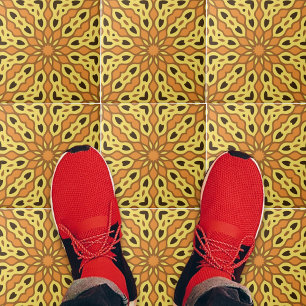 Carreau Motif géométrique orange et jaune ocre