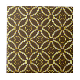 Carreau Motif Géométrique Parties scintillant Brown Et Or