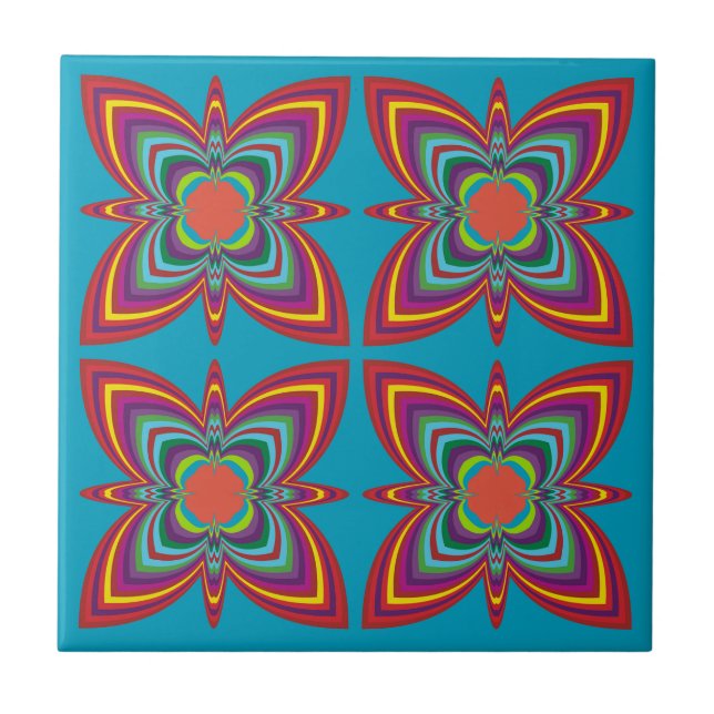 Carreau Motif géométrique psychédélique coloré (Devant)
