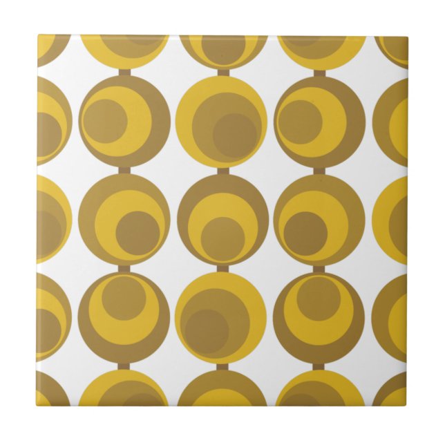 Carreau Motif géométrique rétro doré moutarde de style mod (Devant)