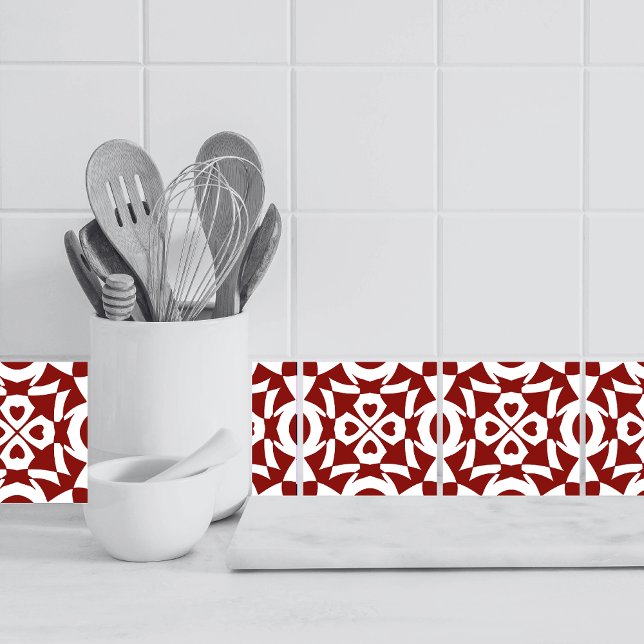Carreau Motif géométrique Rouge et blanc (Kitchen Tiles - Border)
