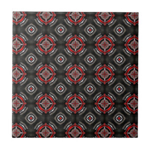 Carreau Motif géométrique rouge et noir
