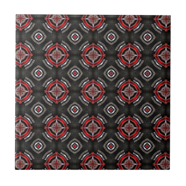 Carreau Motif géométrique rouge et noir (Devant)