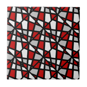 Carreau Motif géométrique rouge gris noir blanc