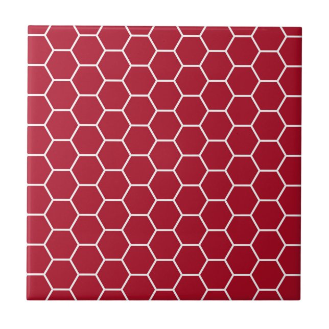 Carreau Motif géométrique rouge lumineux d'hexagone de nid (Devant)
