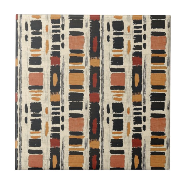 Carreau Motif géométrique rustique en boue de coton (1) (Devant)