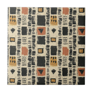 Carreau Motif géométrique rustique en boue de coton (3)