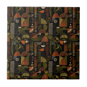 Carreau Motif géométrique sombre du milieu du siècle (1)