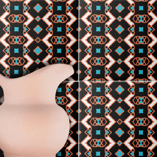 Carreau Motif géométrique symétrique noir Folk moderne