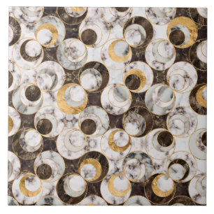 Carreau Motif géométrique - Texture Marbre blanc et or