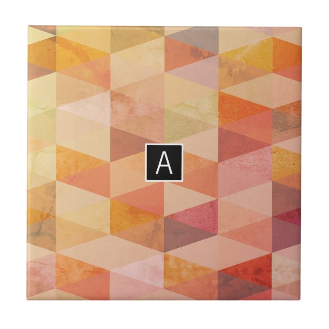 Carreau Motif géométrique Triangle doux | Monogrammé (Devant)