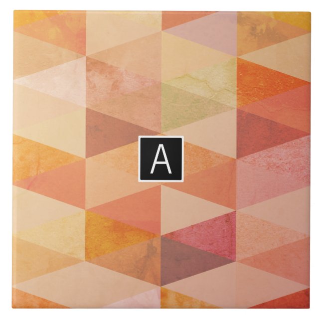 Carreau Motif géométrique Triangle souple | Monogramme (Devant)