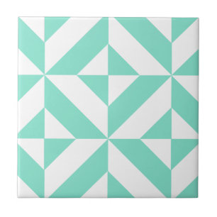Carreau Motif géométrique vert de cube en Seafoam Deco