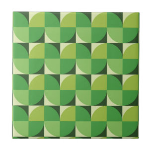 Carreau Motif géométrique vert de milieu de siècle moderne