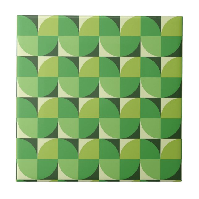 Carreau Motif géométrique vert de milieu de siècle moderne (Devant)