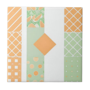Carreau Motif géométrique vert et orange