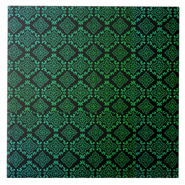 Carreau Motif géométrique vert / Impression indienne (Devant)