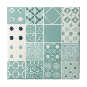 Carreau Motif géométrique vert laque et blanc