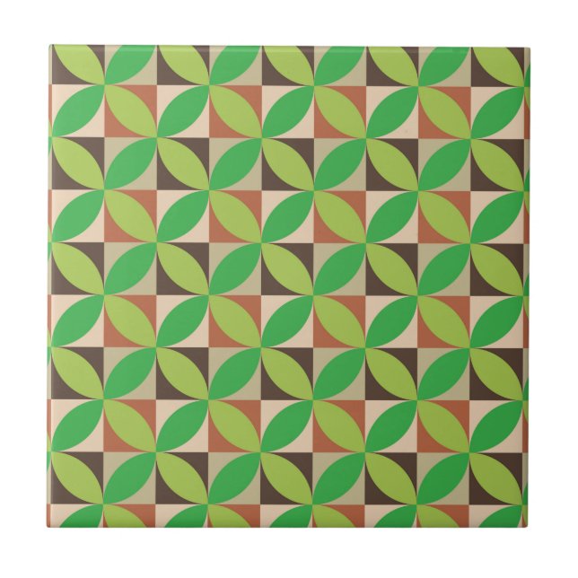 Carreau Motif géométrique vert moderne du milieu du siècle (Devant)