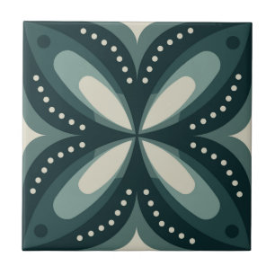Carreau Motif géométrique vert rétro
