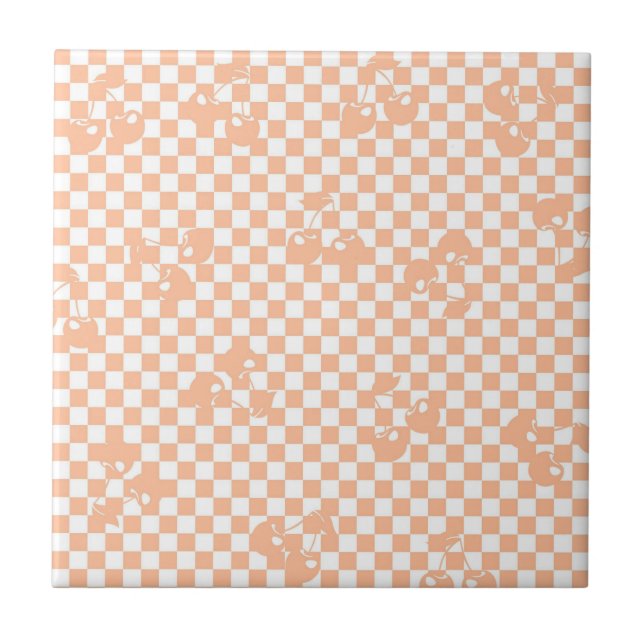 Carreau Motif Gingham Cerise Fuzz pêche (Devant)