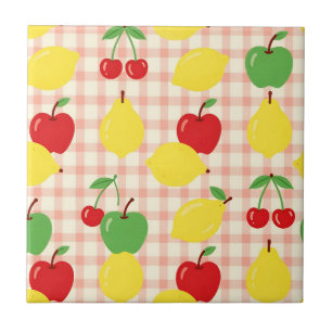 Carreau Motif Gingham de Fruits Mignons