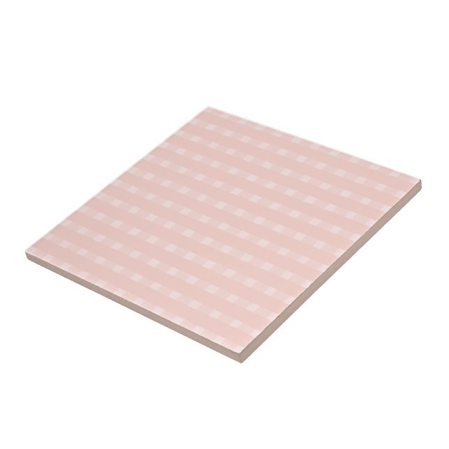 Carreau Motif Gingham Rose Pâle Et Pêche Pastel (Côté)