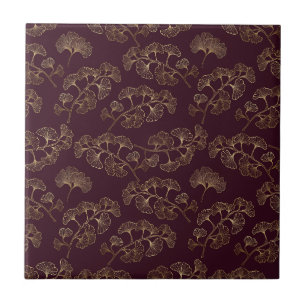 Carreau Motif Ginkgo Bourgogne Moderne