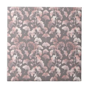 Carreau Motif Ginkgo Rose Noir Chic