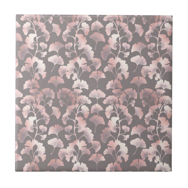 Carreau Motif Ginkgo Rose Noir Chic (Devant)