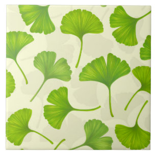 Carreau Motif Ginkgo sur blanc