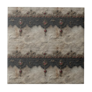 Carreau Motif gothique en dentelle rubis victorien (1)