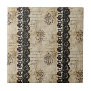 Carreau Motif gothique en dentelle rubis victorien (5)