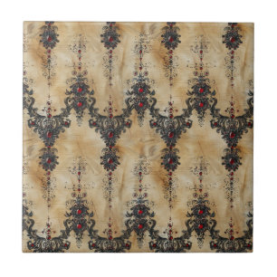 Carreau Motif gothique en dentelle rubis victorien (7)
